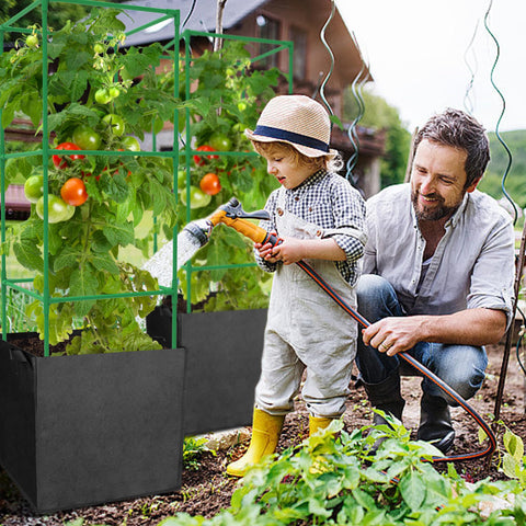 DECOHS versatile garden setup ideal for tomatoes, cucumbers, peppers.