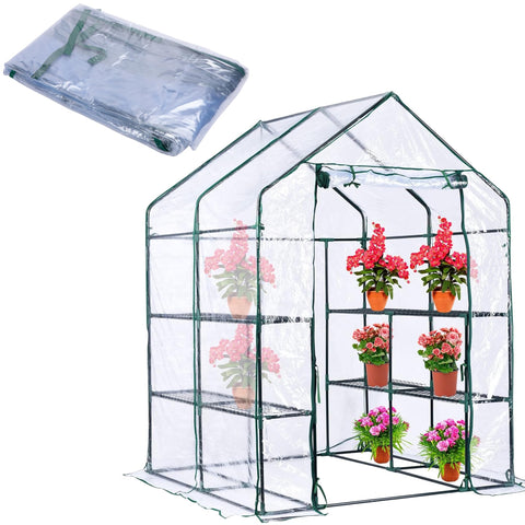 DECOHS walk-in greenhouse cover with roll-up door for easy access and airflow.