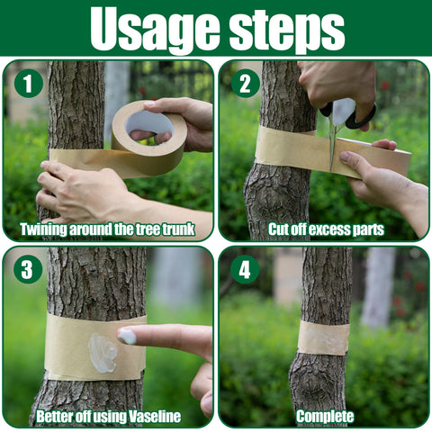 DECOHS barrier tape on a garden vine, preventing pest migration.