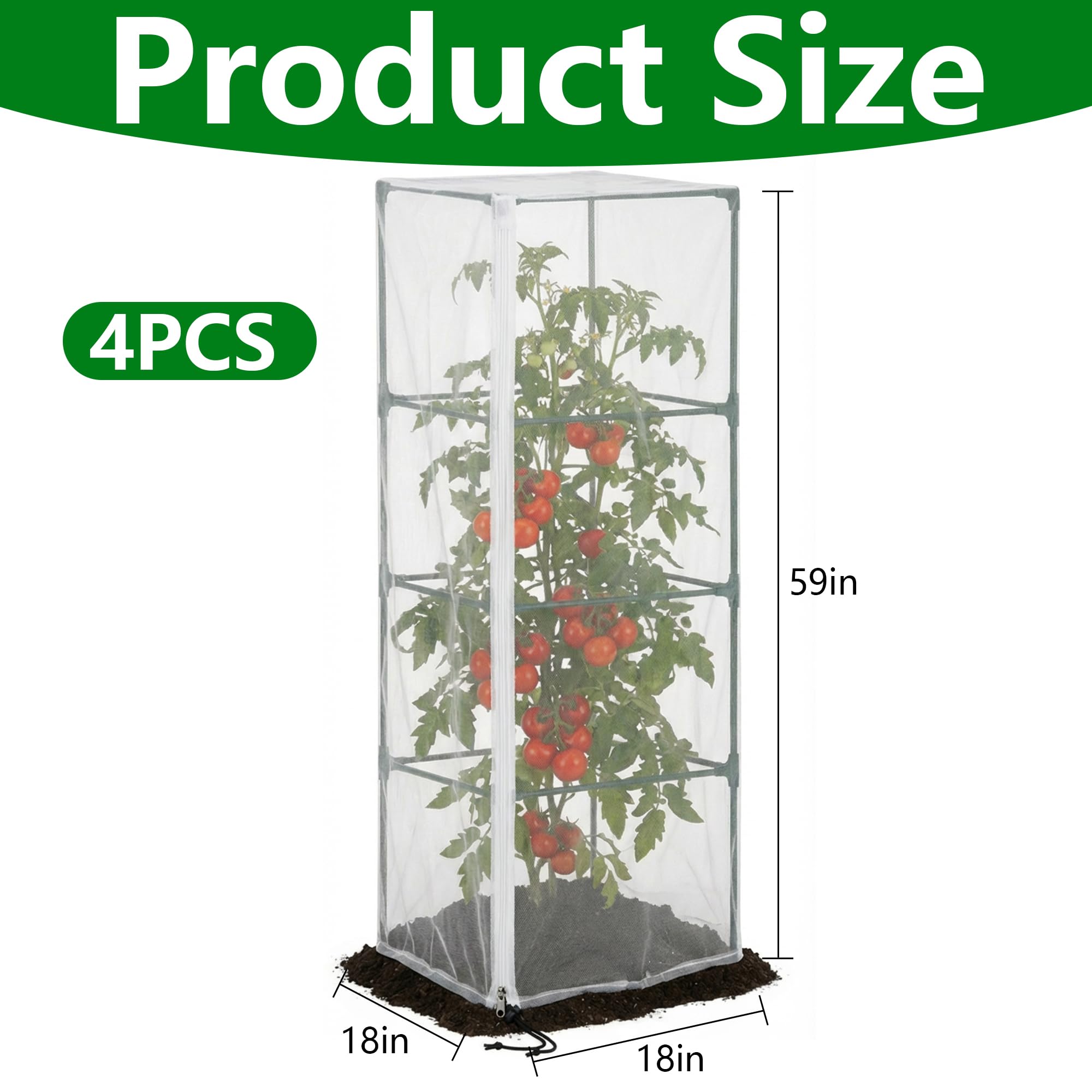 DECOHS zipper-drawstring netting provides easy access for watering and harvesting.