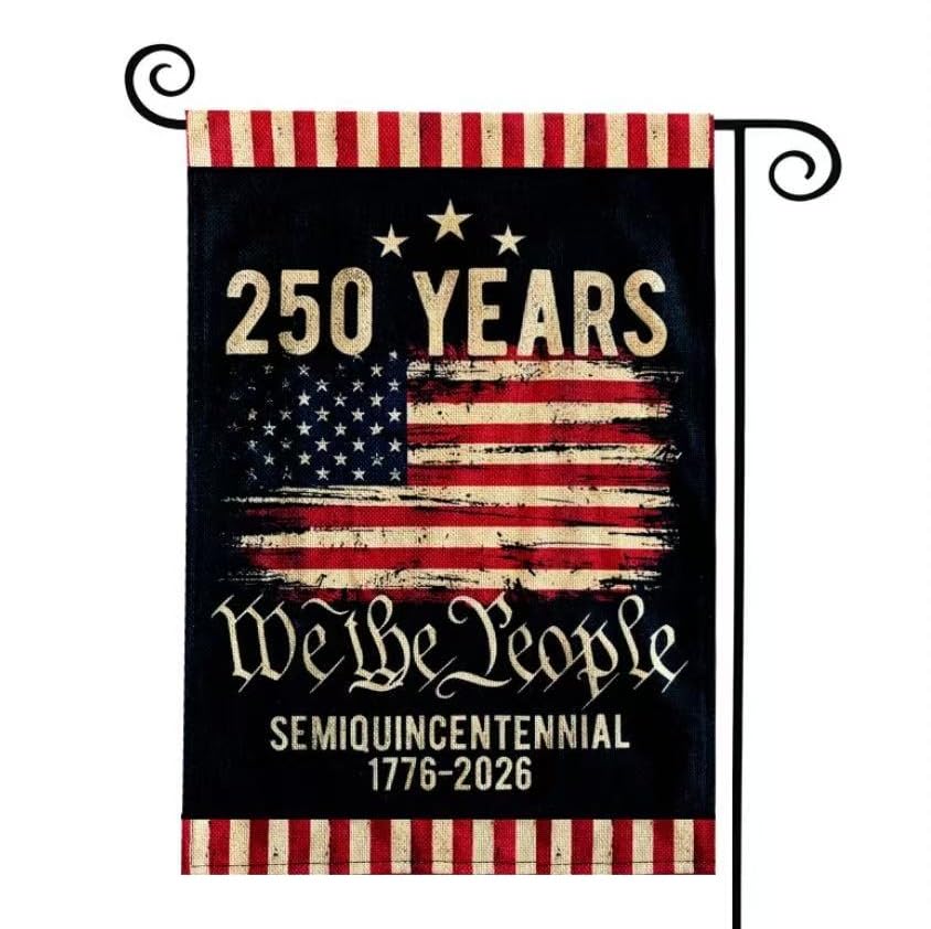 DECOLPARTY 250 Years America garden flag on lawn with We The People design for patriotic ambiance