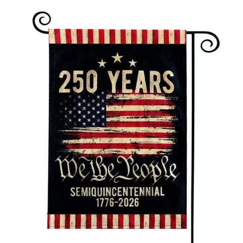 DECOLPARTY 250 Years America garden flag on lawn with We The People design for patriotic ambiance