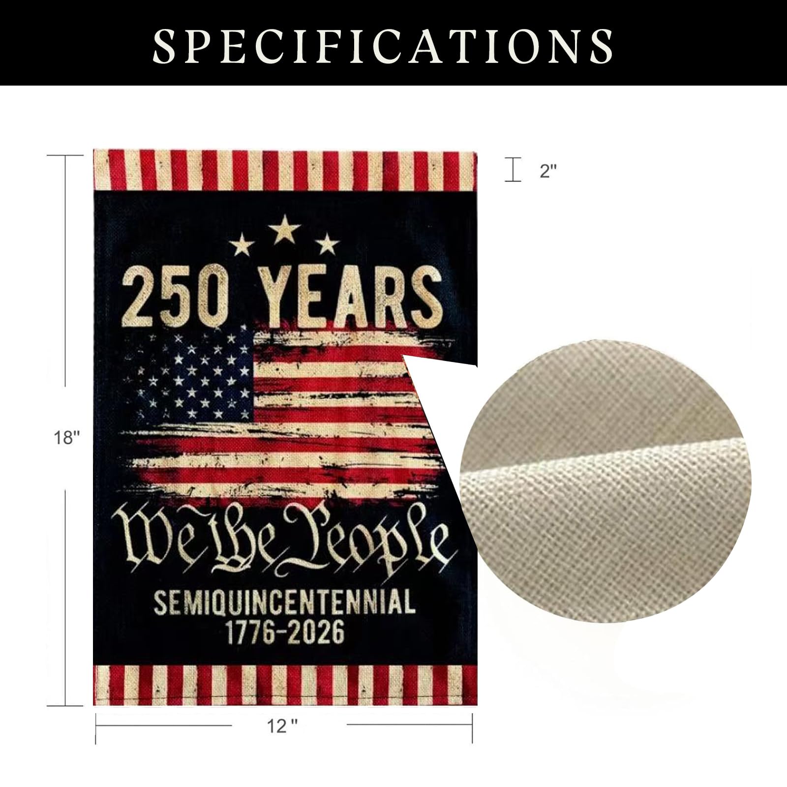 DECOLPARTY We The People flag full view emphasizes bold patriotic print