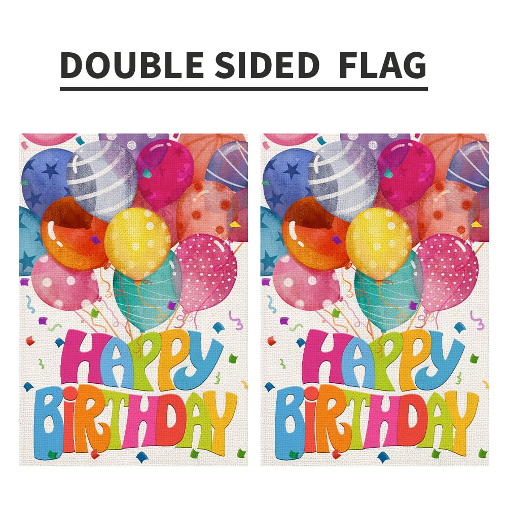 Decorhua backyard party flag enhances curb appeal with cheerful balloon motif.