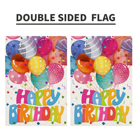 Decorhua backyard party flag enhances curb appeal with cheerful balloon motif.