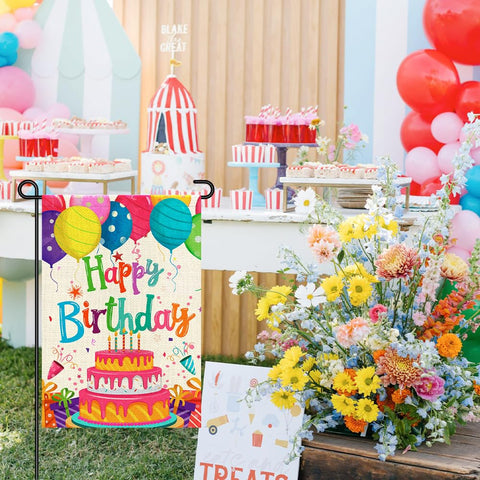 Decorhua flag showcases bright colors and balloon cake design.