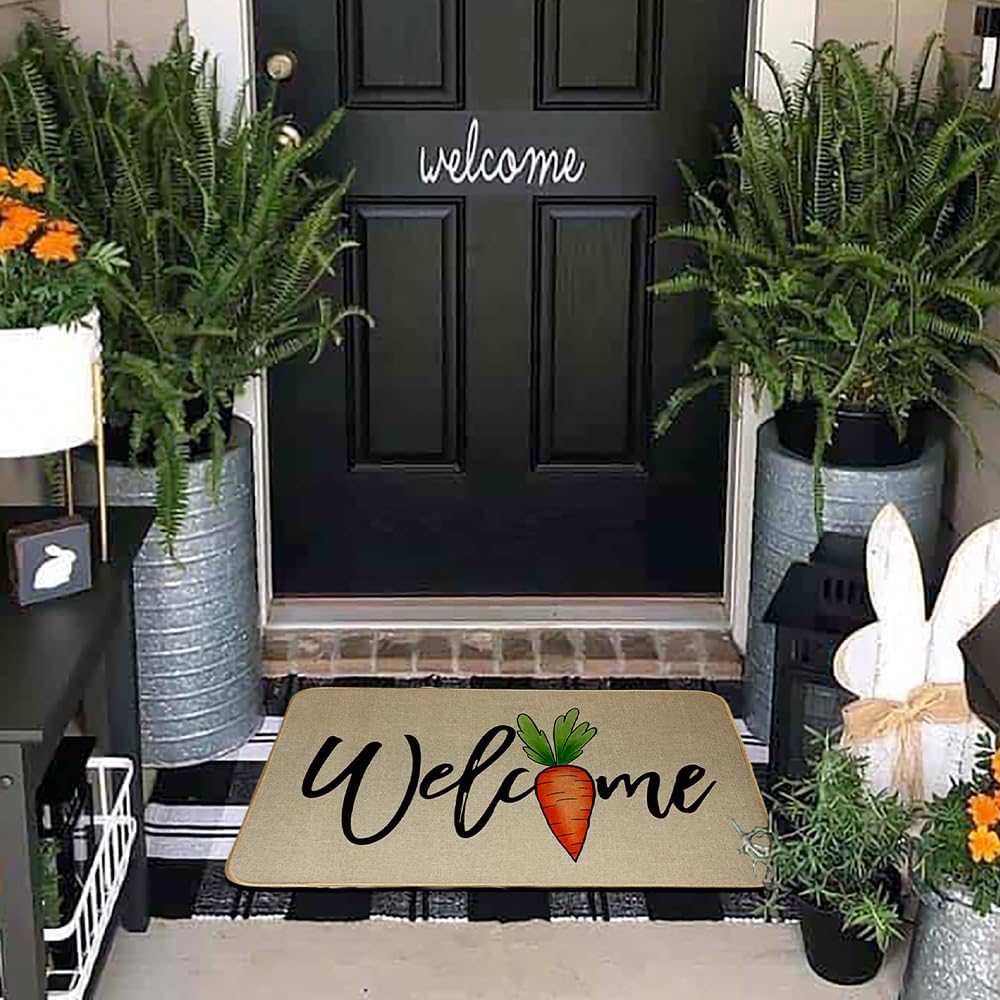 Decorhua Easter carrot doormat non-slip back for safety.