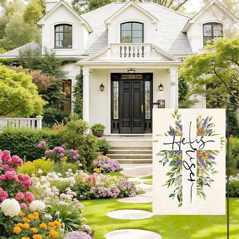 Decorhua Christian decor flag for Easter-ready accents on patios and entryways.