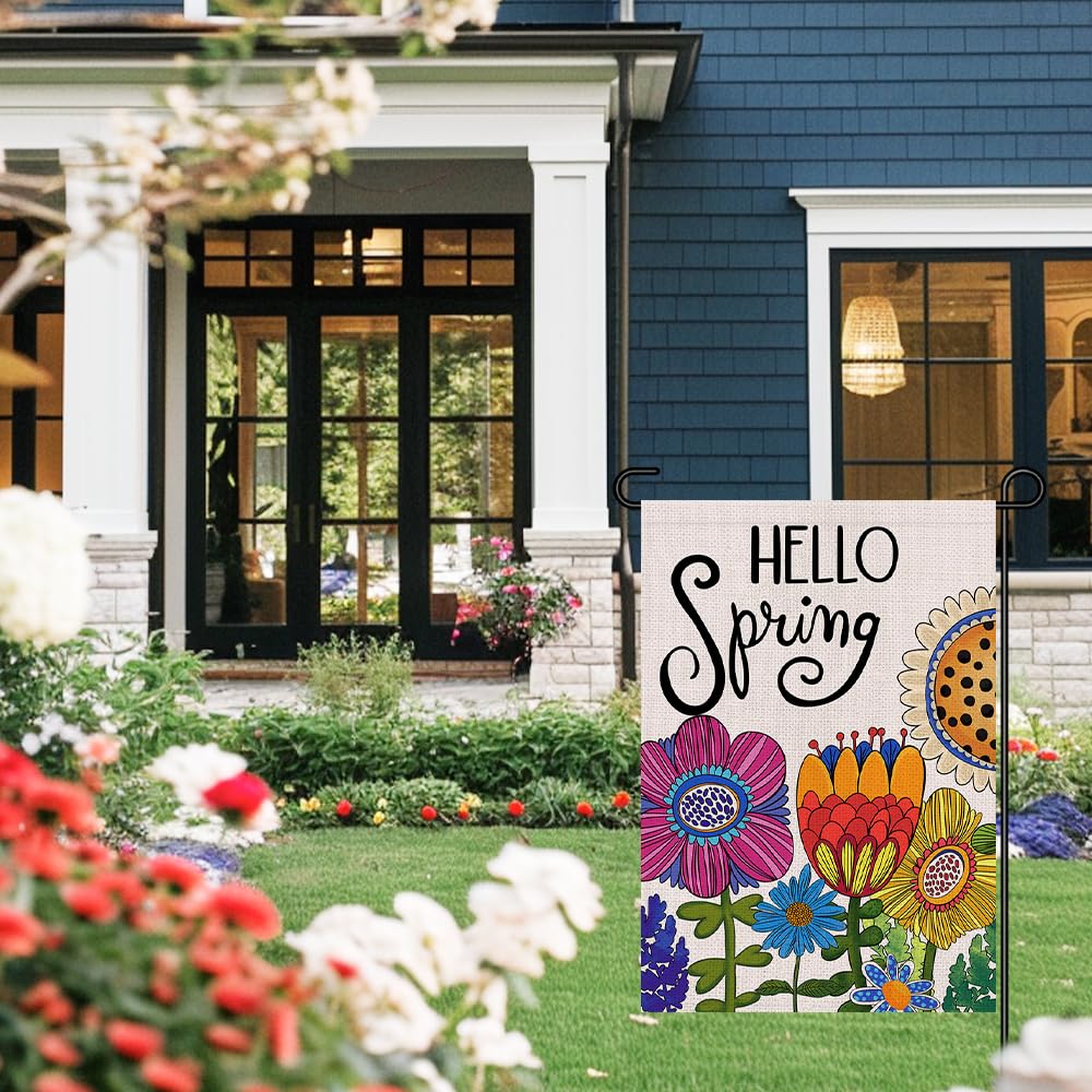 Decorhua Hello Spring design stays readable on both sides for welcoming messages.