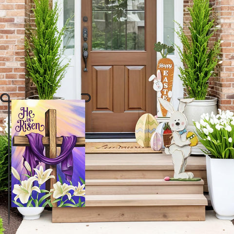 Decorhua double-sided Easter flag visible from both sides for outdoors.