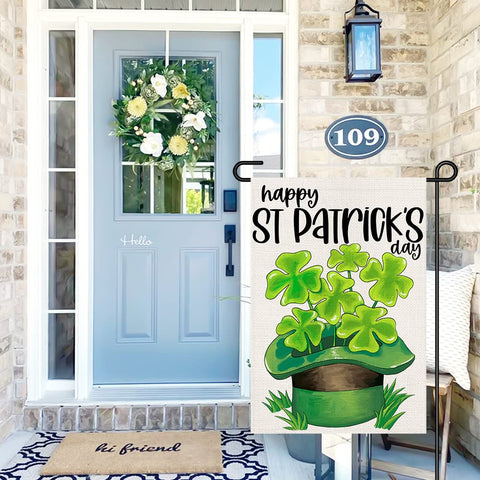 Decorhua double-sided St Patrick's flag with shamrock for weather-resistant display.
