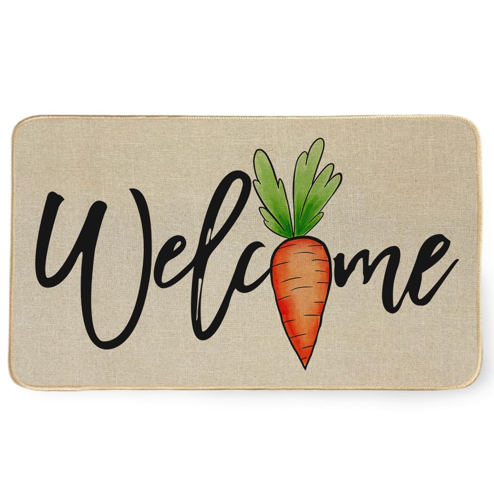 Decorhua Easter carrot doormat front door with seasonal welcome.