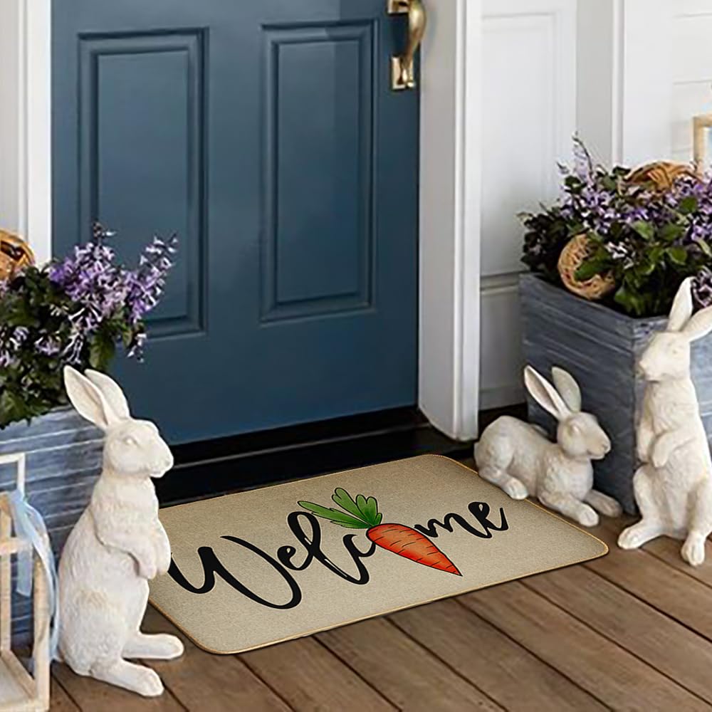 Decorhua Easter carrot doormat outdoor entry; durable for porch use.
