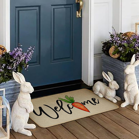 Decorhua Easter carrot doormat outdoor entry; durable for porch use.