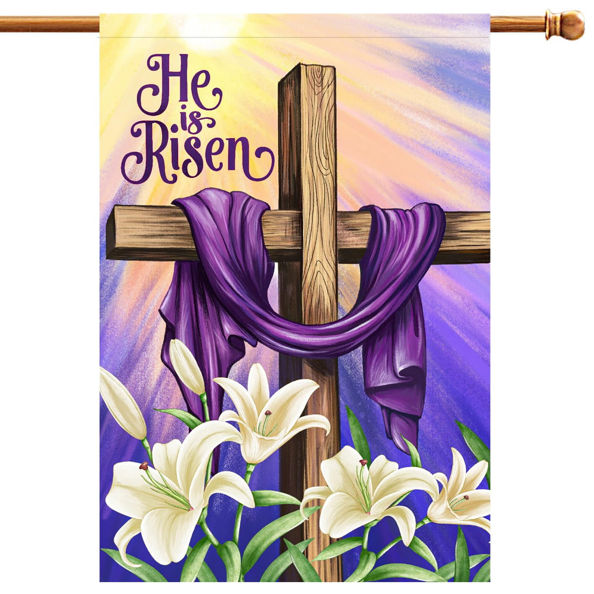 Decorhua Easter flag double-sided for welcoming guests on porches and yards.