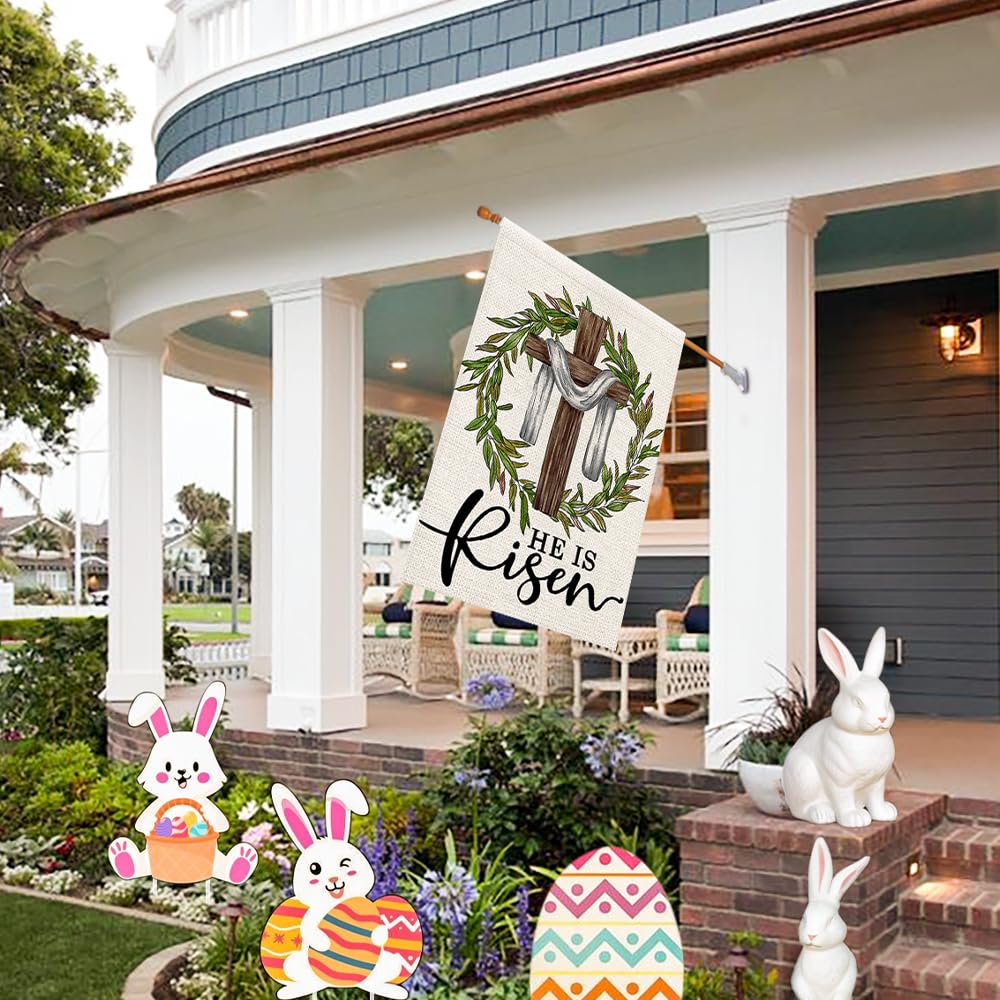Decorhua He Is Risen Easter flag stitching detail for long-lasting outdoor use