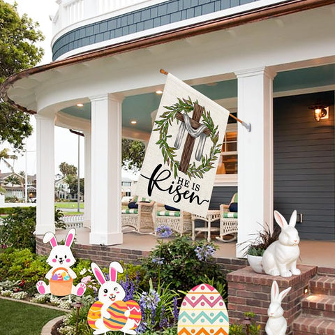 Decorhua He Is Risen Easter flag stitching detail for long-lasting outdoor use