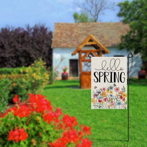 Decorhua floral garden flag shows double-sided visibility from both sides.