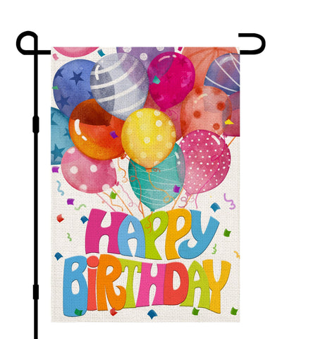 Decorhua Happy Birthday flag double-sided burlap for a festive outdoor display.