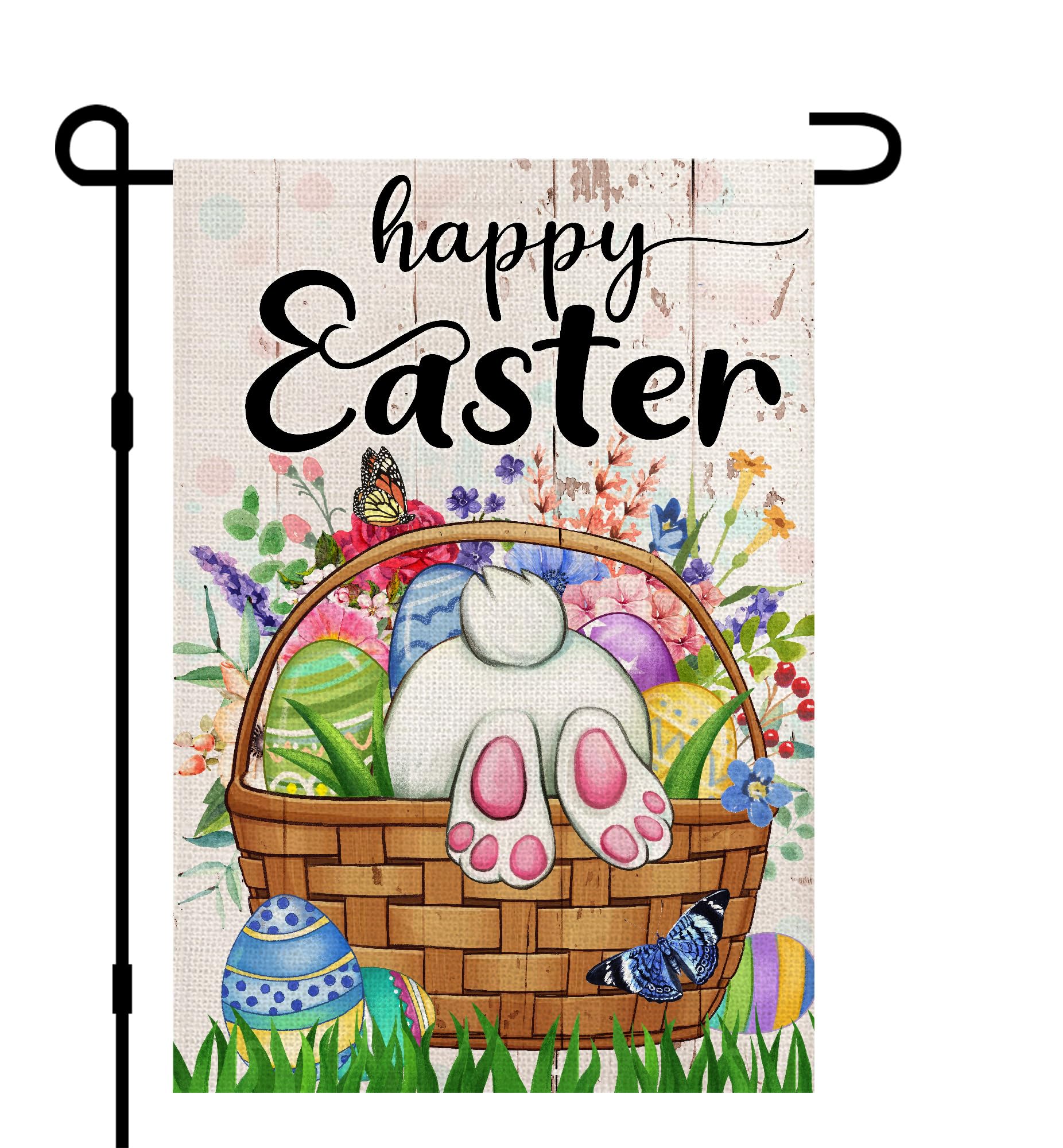 Decorhua Happy Easter garden flag 12x18 with double-sided design for outdoors.