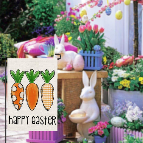 Decorhua Happy Easter Garden Flag 12x18 deck porch display ideal outdoors.