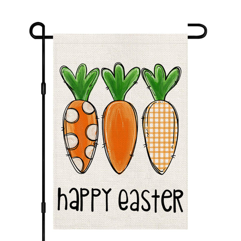 Decorhua Happy Easter Garden Flag 12x18 front view welcomes guests outdoors.