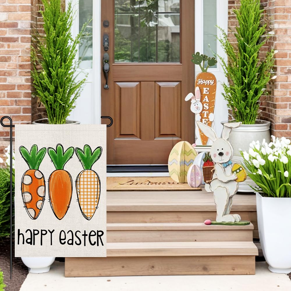 Decorhua Happy Easter Garden Flag 12x18 weather-resistant fabric withstands weather.