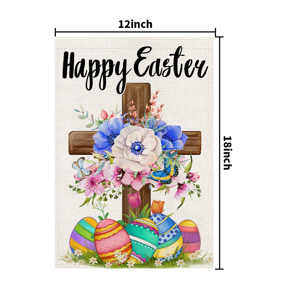 Decorhua Happy Easter Garden Flag outdoor-porch view for seasonal curb appeal.