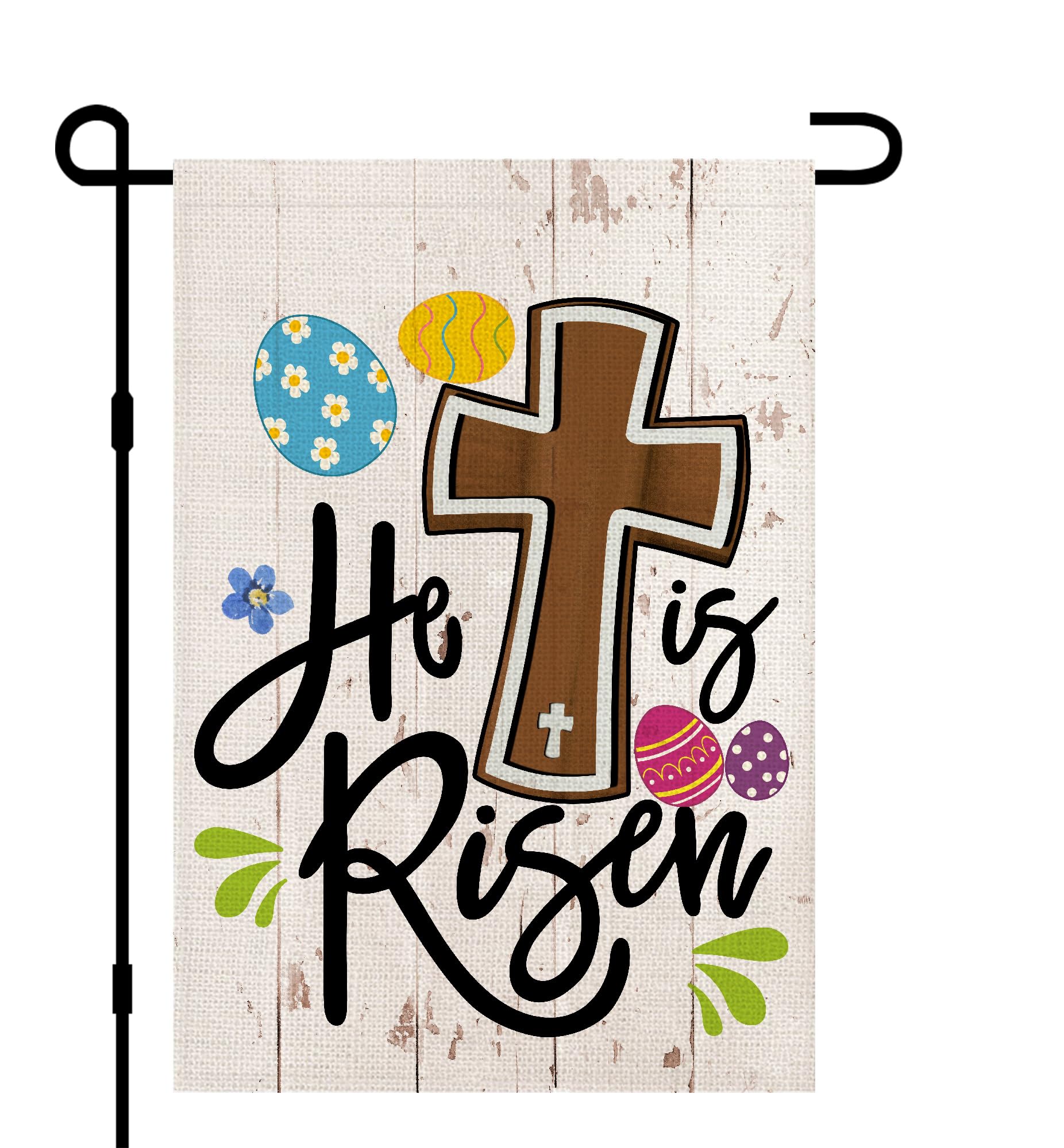 Decorhua He Is Risen Easter garden flag with double-sided design for yard display