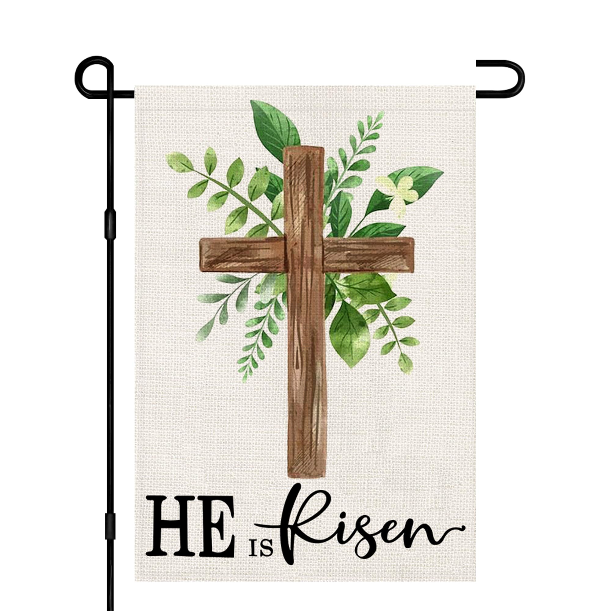 Decorhua He is Risen flag front view with double-sided print for outdoor display