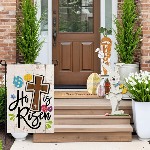 Decorhua outdoor Easter yard flag sized 12x18 inches for porches and gardens