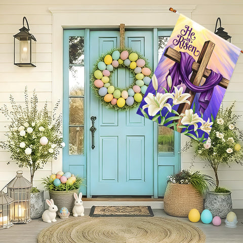 Decorhua porch yard Easter flag suits decks, patios, and verandas.