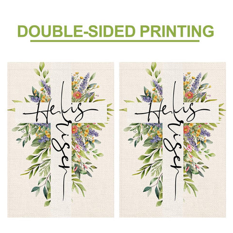 Decorhua spring decor flag with cross and flowers boosts curb appeal.
