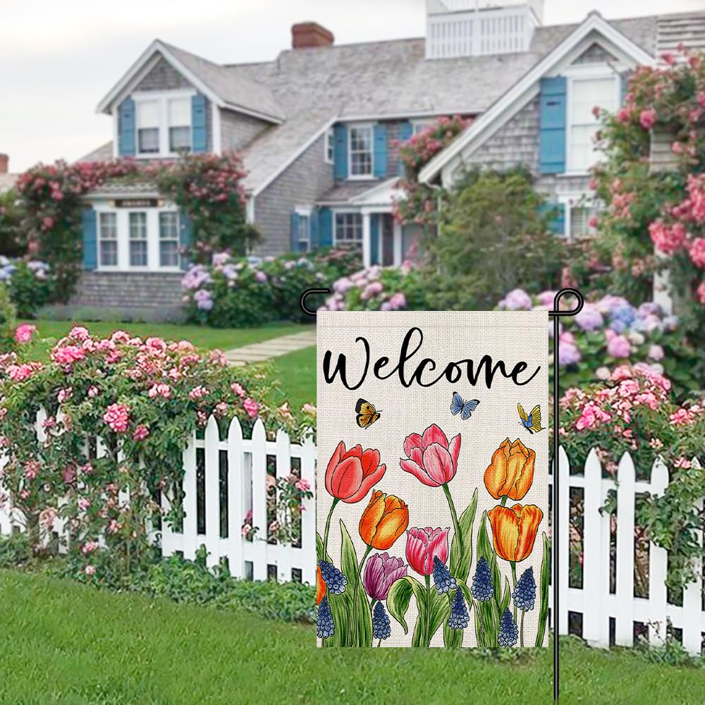 Decorhua welcome flower flag brightens porches and yards for guests.