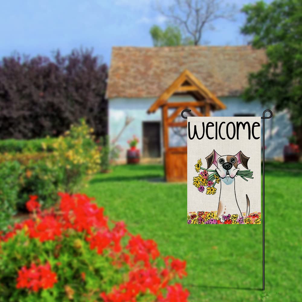 Decorhua Welcome Spring flag fabric detail emphasizes quality burlap texture