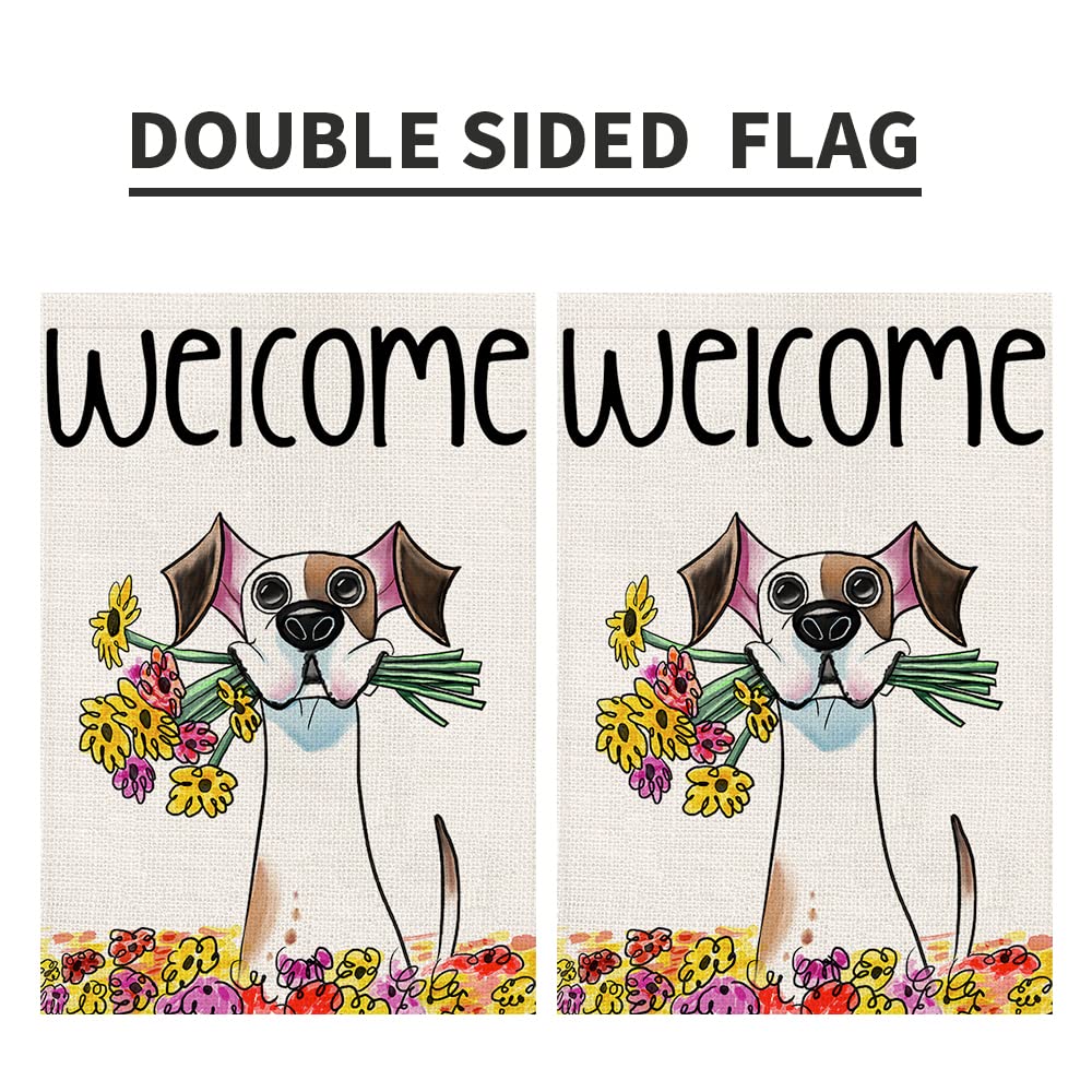 Decorhua Welcome Spring flag displayed outdoors in yard for seasonal charm