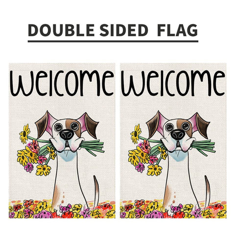Decorhua Welcome Spring flag displayed outdoors in yard for seasonal charm