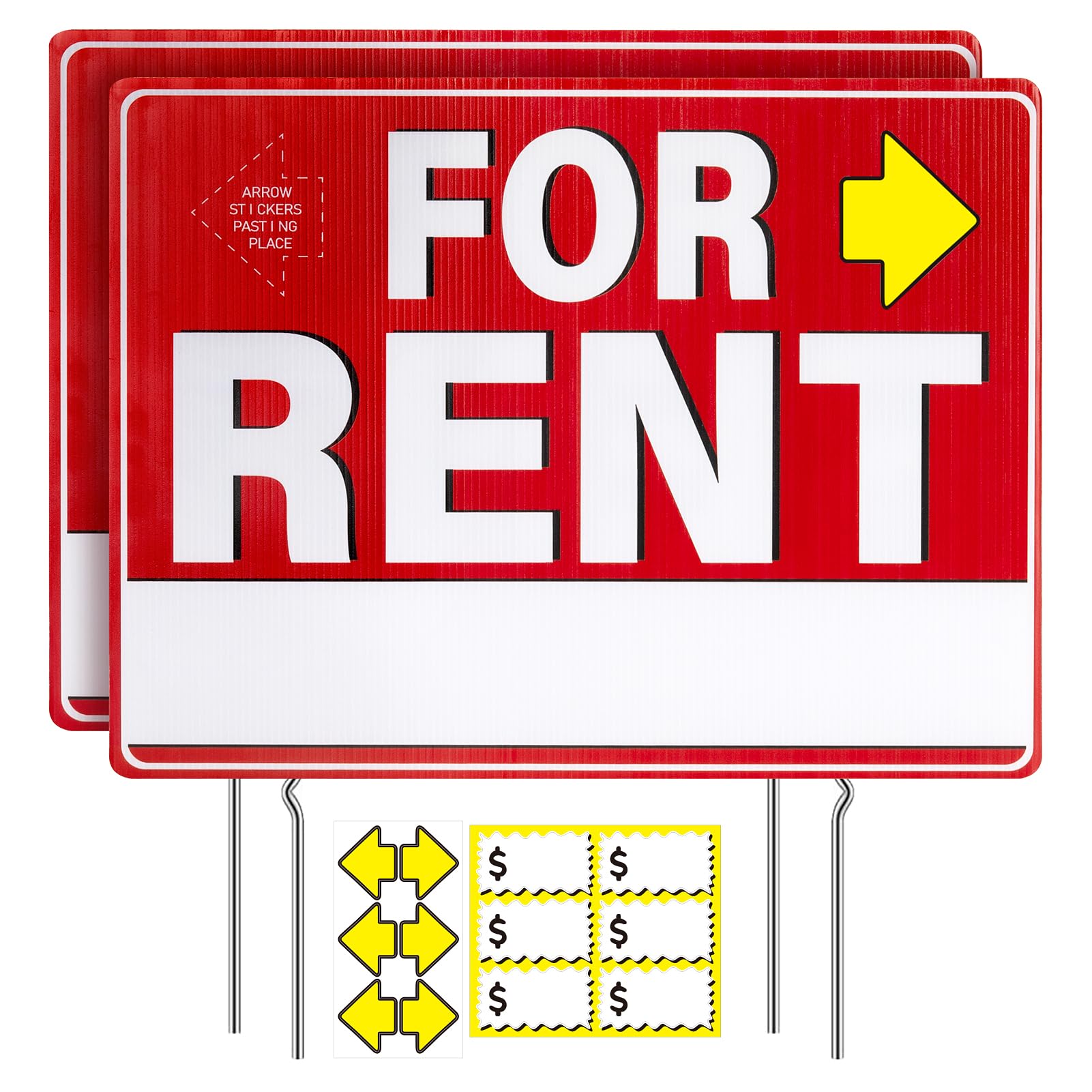 Decorniqu for rent sign 2-pack in front yard, high visibility for listings.