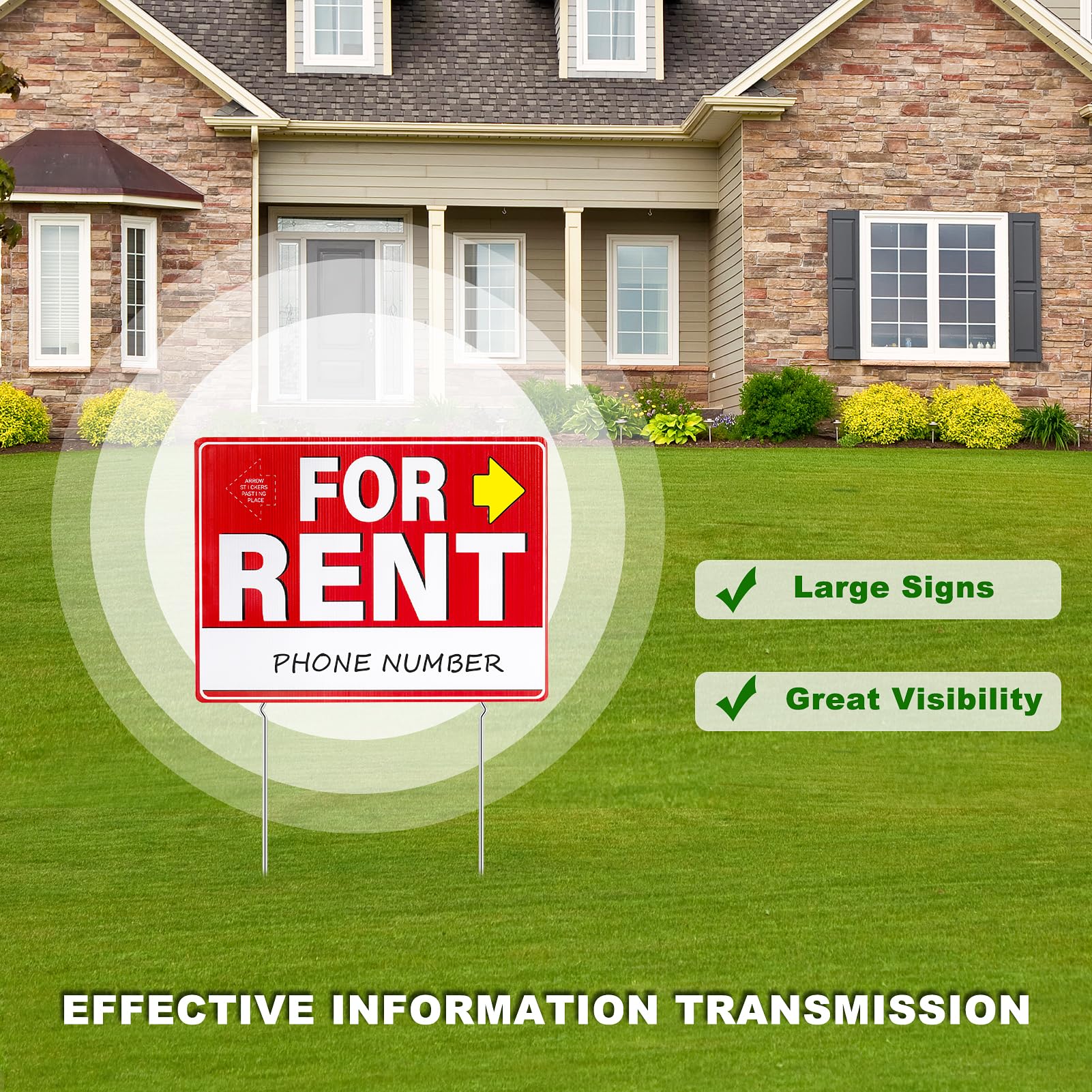 Decorniqu rent sign includes pricing stickers for quick rate display.