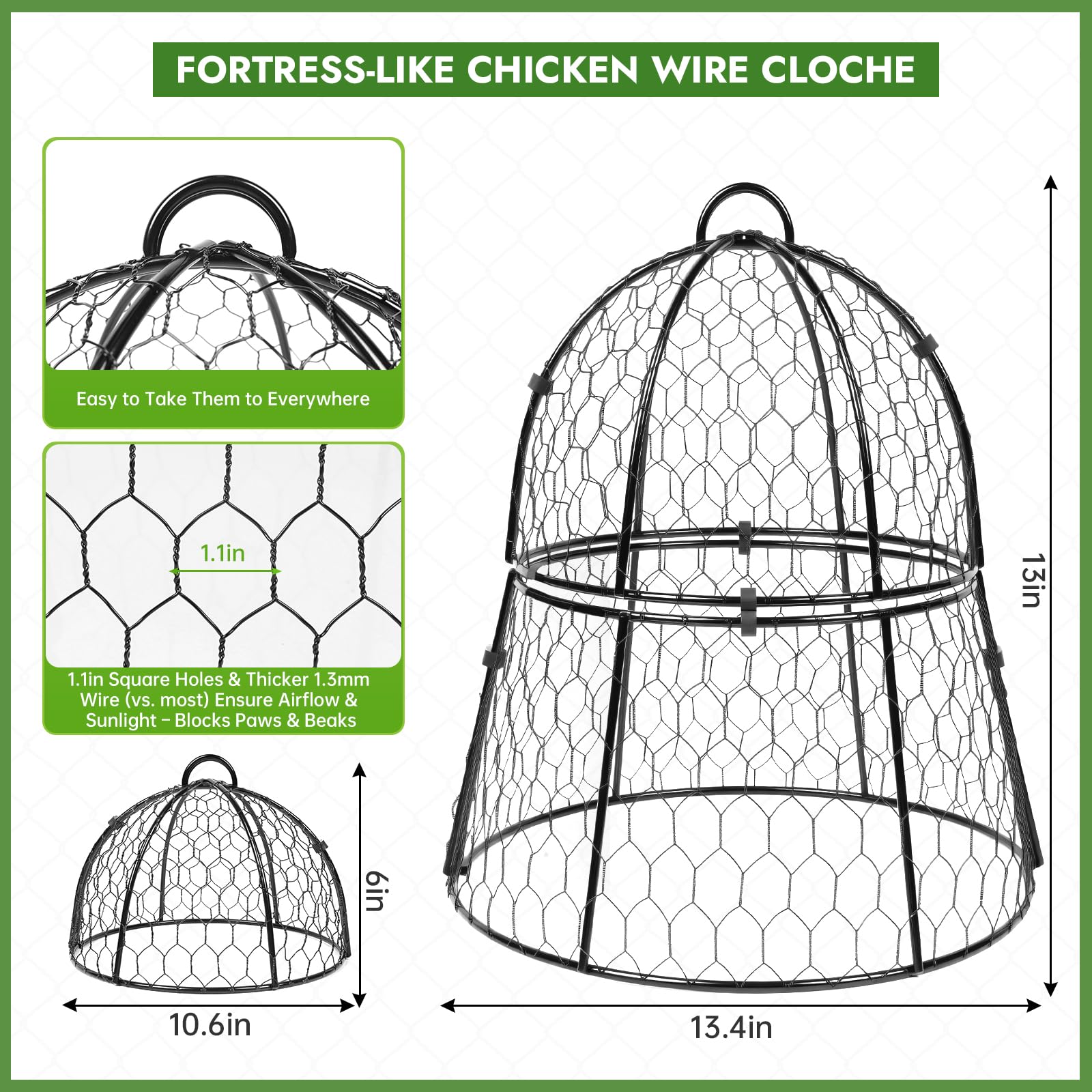 Decoroca chicken-wire cloche mesh deterring animals with ample sunlight