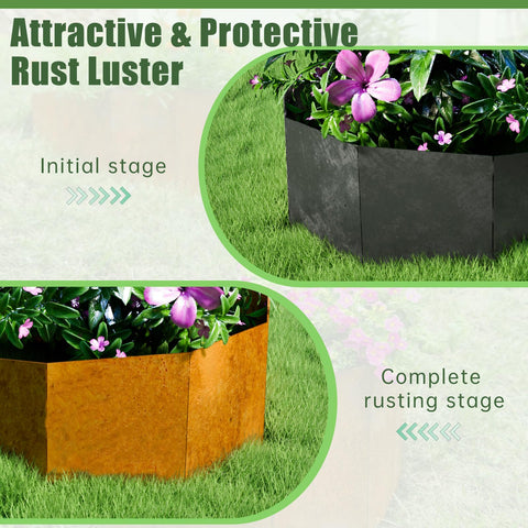 Decoroca Corten steel planter with patina developing over time.