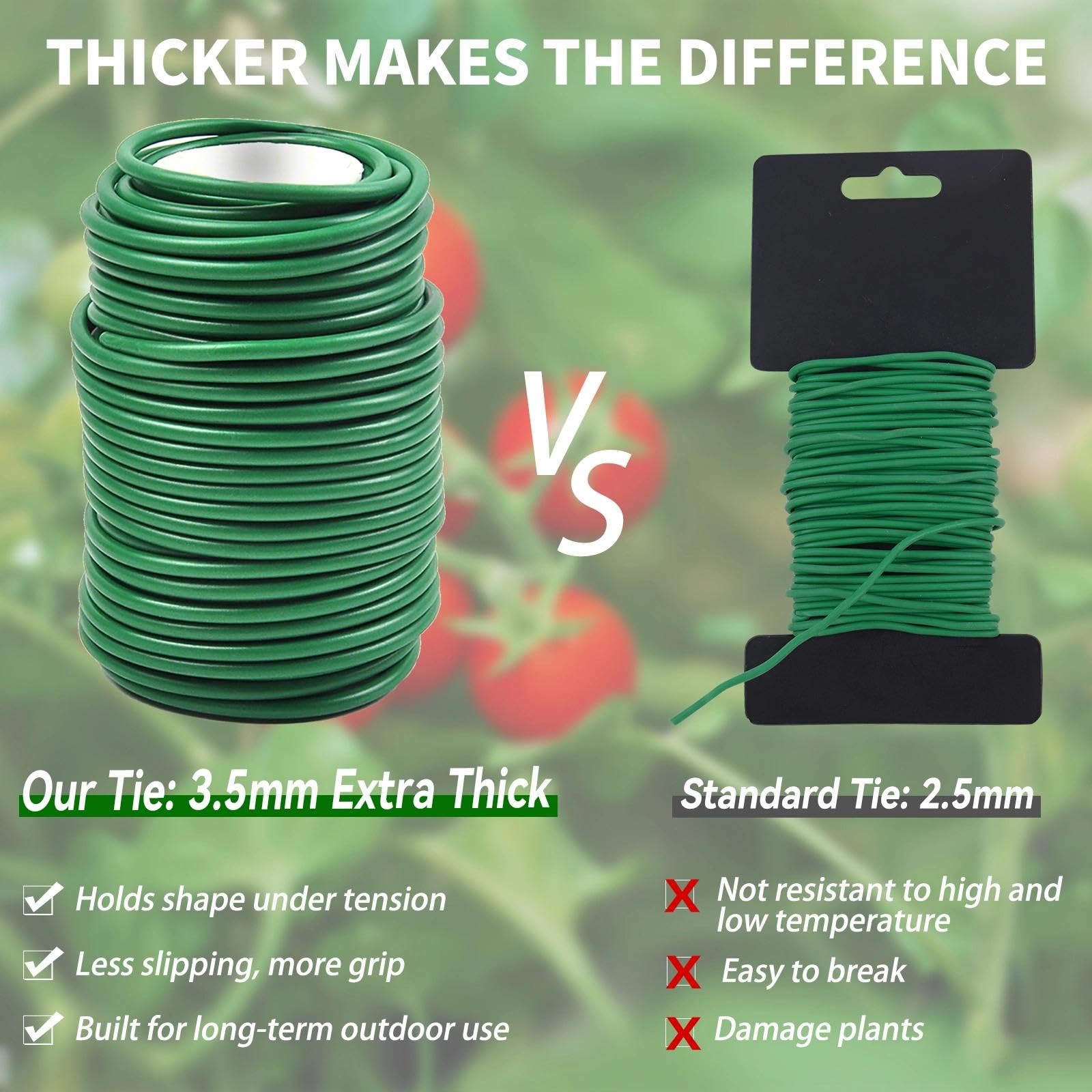 Coiled green Decoroca ties for easy storage and reuse