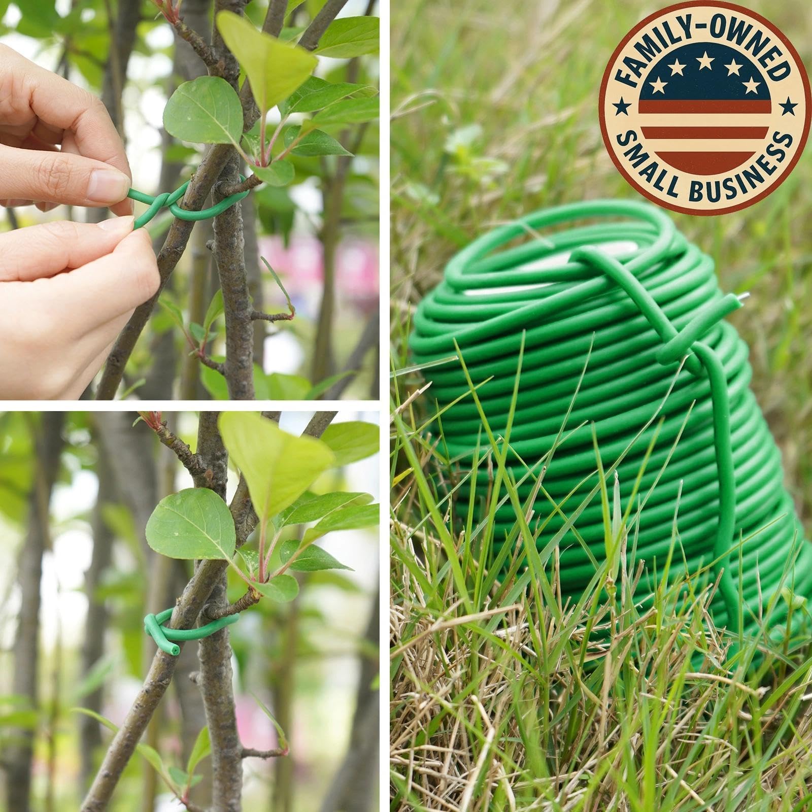 Rubber-coated Decoroca ties protect stems while resisting outdoor weather
