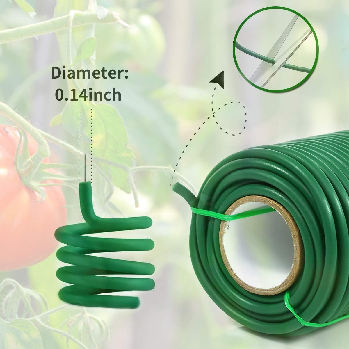 Thick and thin combo in green provide durable yet flexible plant support