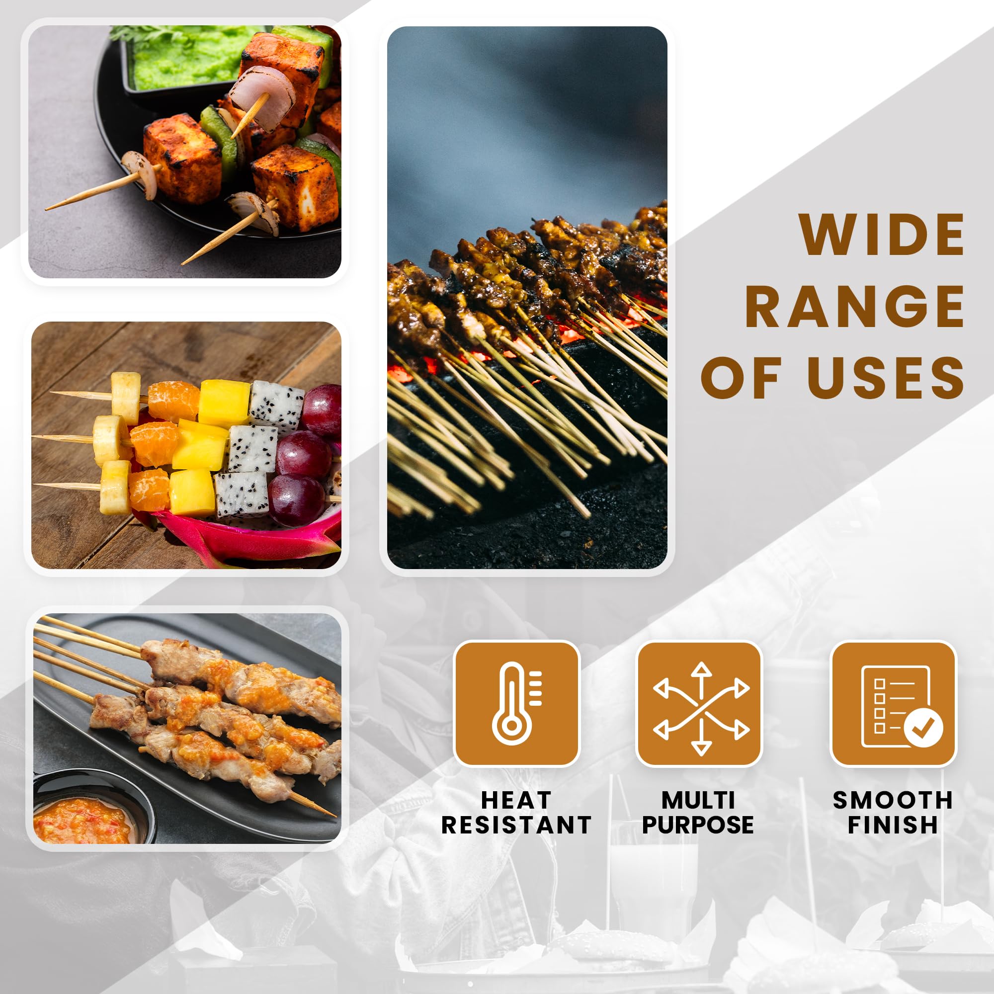 DecorRack 12in bamboo skewers are perfect for appetizers and dessert stations.
