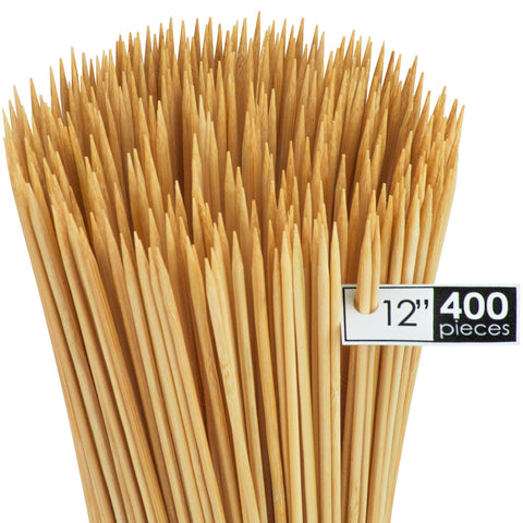 DecorRack bamboo skewers ideal for kebabs, vegetables, and fruits with ample spacing.