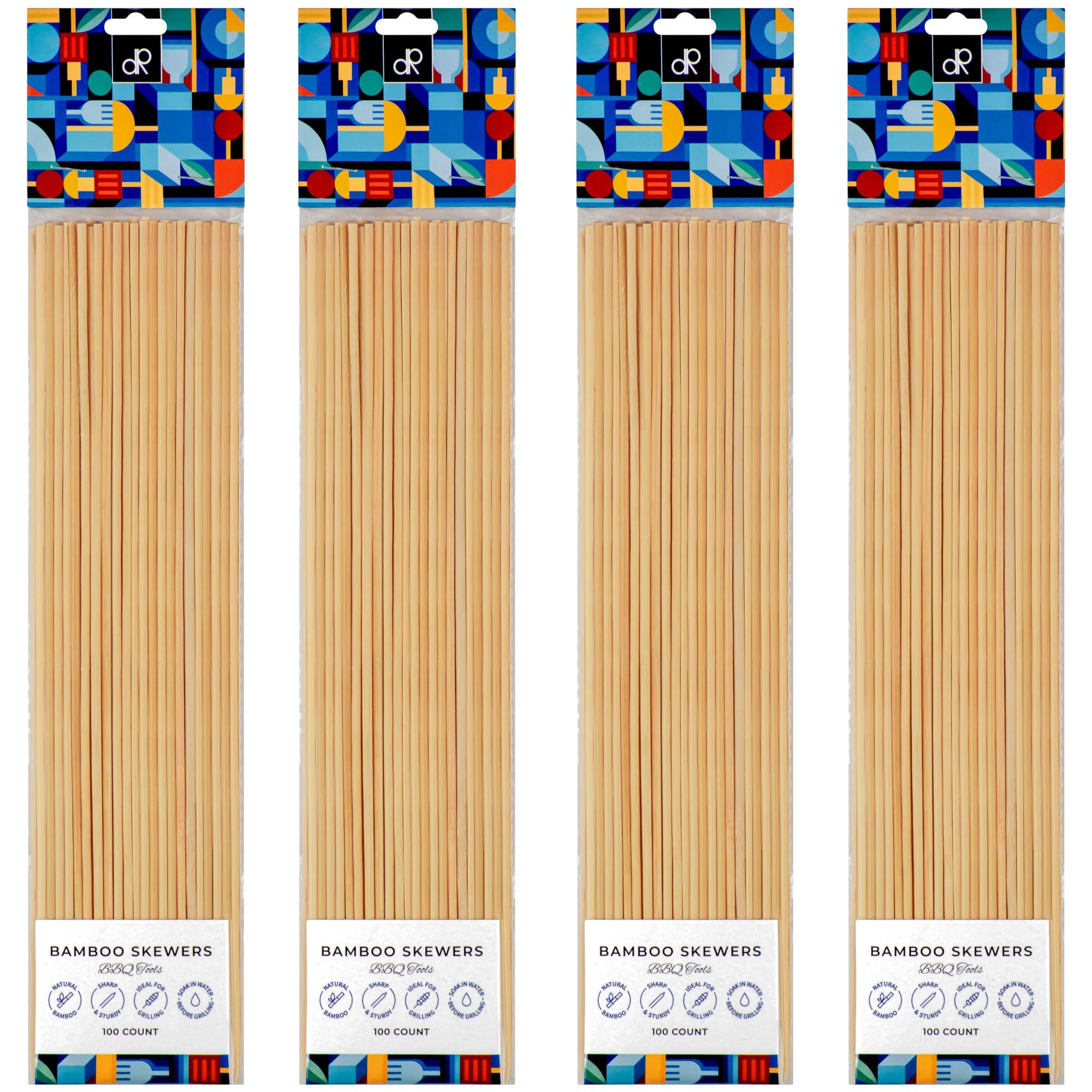 DecorRack natural bamboo skewers highlight eco-friendly grilling and easy piercing.