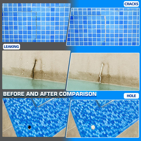 DecorRom pool putty applying to a pool crack above water for durable sealing.