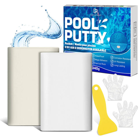 DecorRom pool putty being kneaded to form an even 1:1 mix for quick repairs.