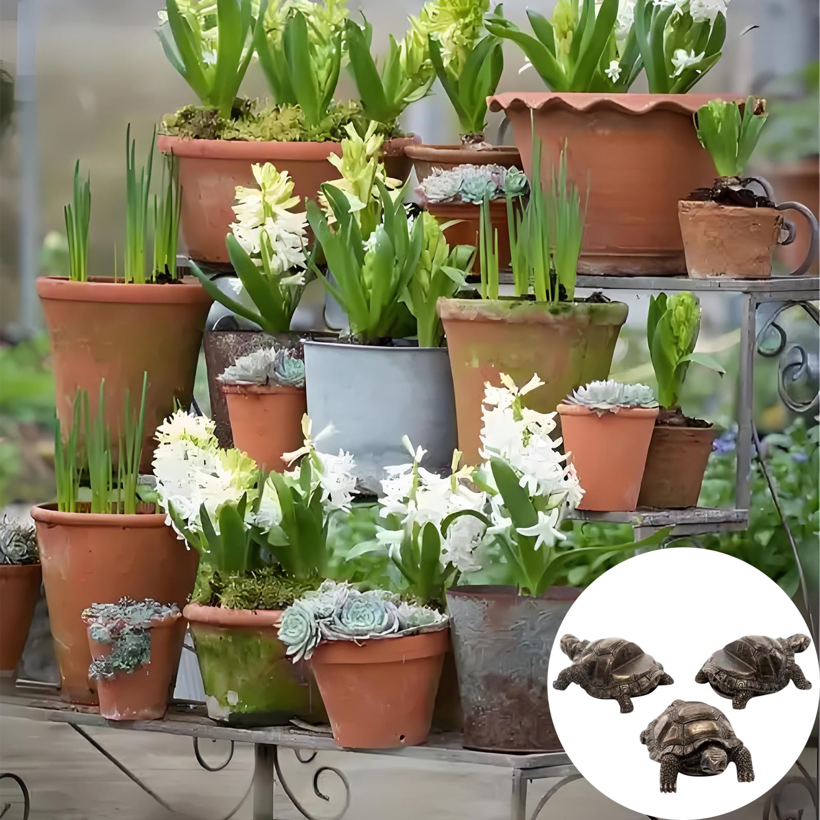 DecoVista decorative pot base raises planters for even water drainage.